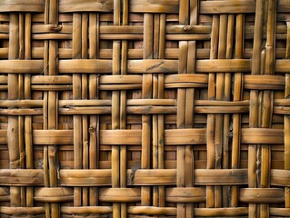 A close up of a woven bamboo wall.