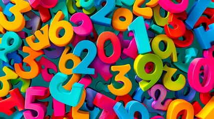 A large pile of colorful numbers.