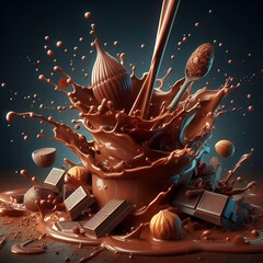 A Liquid splash of chocolate background to World Chocolate Day