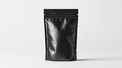 Sleek Black Packaging Pouch on White Background