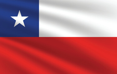 National flag of Chile. Chile Flag. Waving Chile flag.
