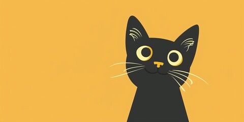A cartoon cat with a yellow background. The cat is smiling and looking at the camera. The image has a playful and lighthearted mood