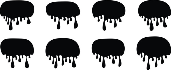 Abstract black dripping ink. Ink seamless pattern, oil paint, dripping oil, blob paint, blob ink, splatter and splash, drops and stroke isolated on white background. 