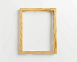 A wooden frame on a white wall.