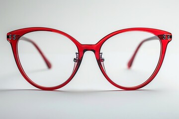 Isolated red eyeglasses with plastic frames for a stylish look