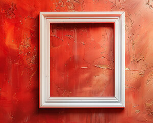 Minimalist empty frame mockup against a copper red wall warm tones