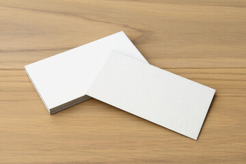 Business card template for branding identity on wood background	
