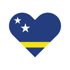 National flag of Curacao. Curacao Flag. Curacao Heart flag. 
