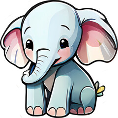 Cute cartoon elephant. Vector clip art illustration with simple gradients. All in a single layer.