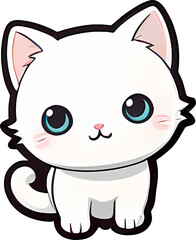 Cute cat. Vector illustration of a white cat with blue eyes.