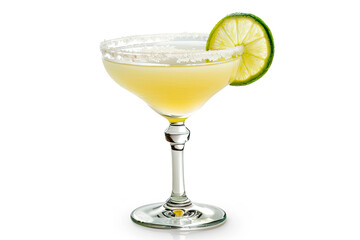 Traditional margarita cocktail isolated on white background