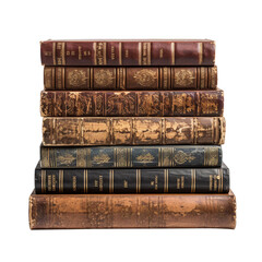 Old antique books isolated on transparent background
