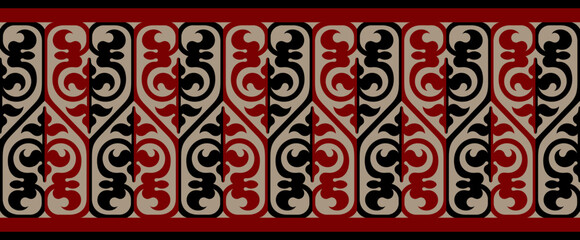 Kazakh ornaments. Strip of plant patterns. Ethno style.  Horizontal patterned design. Traditional patterns of Kazakhs. Ancient Turkic ornaments. Traditions of Kazakhstan. Decorative art of nomads. 