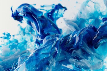 Mesmerizing blue liquid ink swirling in realistic texture - high-quality 3d digital illustration