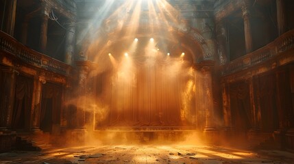Resplendent Sanctum - Sunbeams Illuminating Ornate Ancient Temple Interior