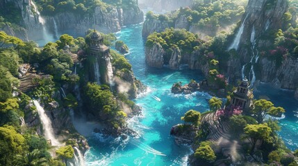 The AI-generated photo shows a beautiful landscape with a river running through it