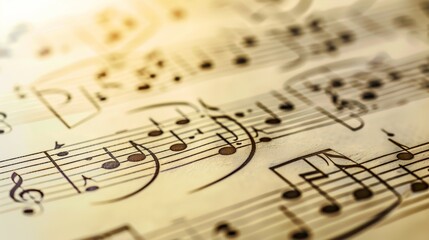 A vibrant sheet of music filled with intricate musical notes ready to come to life through the sound of instruments. Generative AI