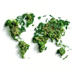Green World Map Made of Plants and Forests