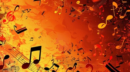 A vibrant group of musical notes soar through the air, creating a beautiful melody in motion....