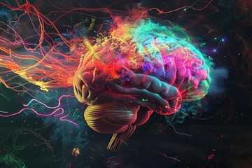 brain with colorful smokes illustration