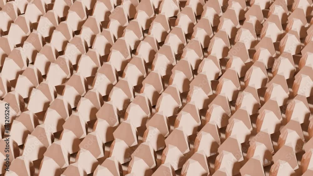 Aufkleber abstract 3d render: moving surface of peach-colored elements. dynamic geometric design