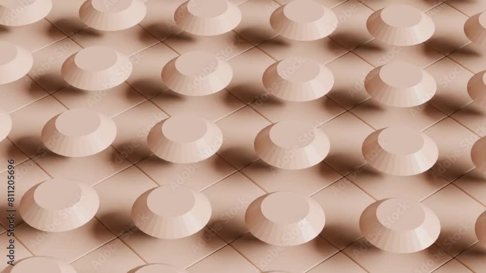 Aufkleber abstract 3d design: peach-colored geometric shapes moving in rows towards each other. dynamic motion