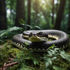 Obraz premium snake in the forest close up 