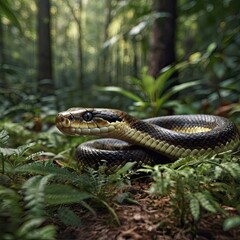 Obraz premium snake in the forest close up 