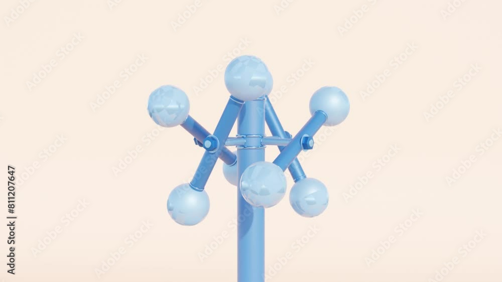 Aufkleber windmill-like structure: 3d abstract animation, modern geometric design background, dynamic motion g