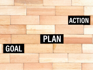 Inspirational and Motivational Concept - GOAL PLAN ACTION text background. Stock photo.