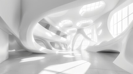 Abstract 3d white architecture interior for design, modern, contempary, indoor hyper realistic 