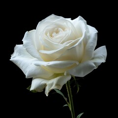 White rose isolated on a black background .