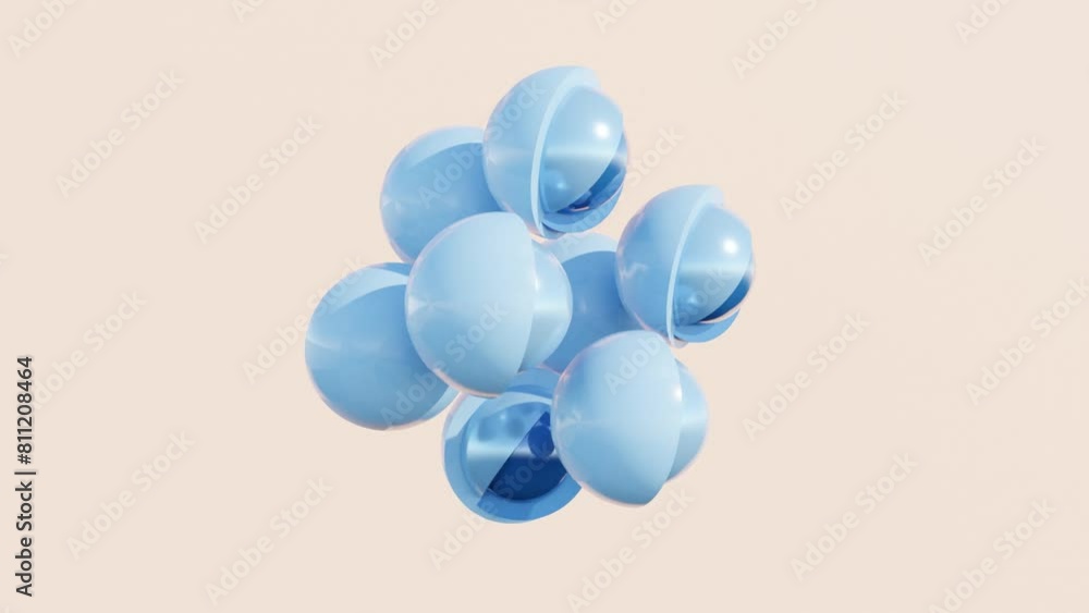 Aufkleber cube structure with spherical elements: 3d abstract animation, modern geometric design background, d