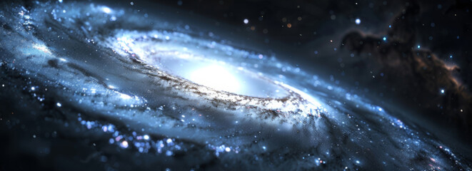 Black hole, galaxy and space with dark background of universe for adventure, exploration or fantasy. Sky, stars and wallpaper of astrology, astronomy or constellation for interstellar solar system