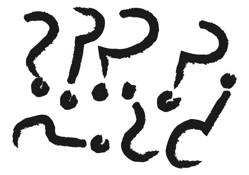 Patr&oacute;n de interrogaciones negras hechas con pincel negro.