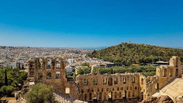 greece athens roman theater in acropolis odeon of herodes atticus