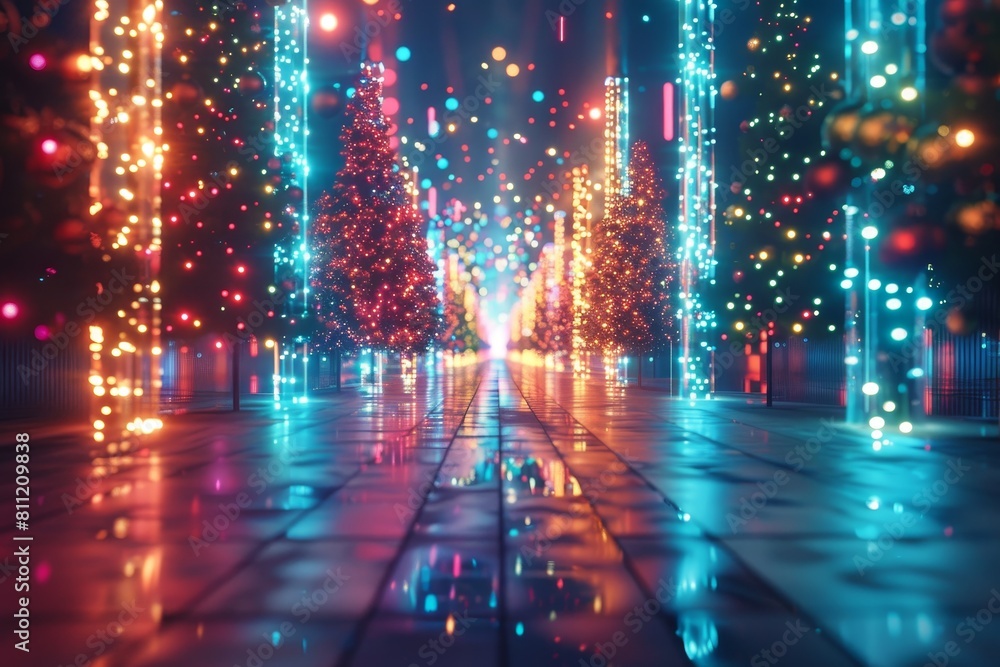 Poster a room filled with an abundance of bright, neon lights, creating a futuristic and vibrant atmosphere