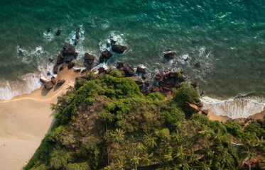 View of the beach, Tropical beach aerial drone shot