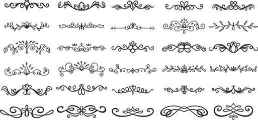 Line dividers. Decorative swirl text separators, vintage divider