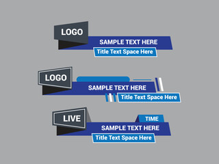 Vector Lower Third for Television News Bar Design Template, Lower Third News and Video Bars Set