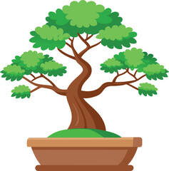 japanese bonsai tree flat illustration