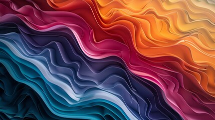 Colorful abstract waves, dark salmon dance, 3D paper cut art, vibrant gradient, carving creativity, AI Generative hyper realistic 