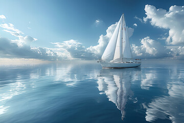 Beautiful Yacht Sailing in the Sea,
Sailboat on the water with a beautiful sky in the background

