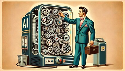 An illustration of business process automation concept, showcasing digital transformation and integration of modern technology to enhance efficiency and streamline operations for modernization.