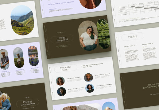 Design Proposal Deck with Lilac and Green Accents