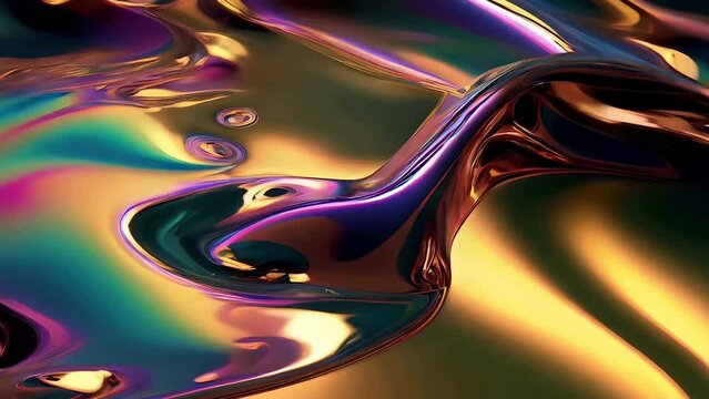Iridescent fluid metallic liquid shine background, holographic futuristic