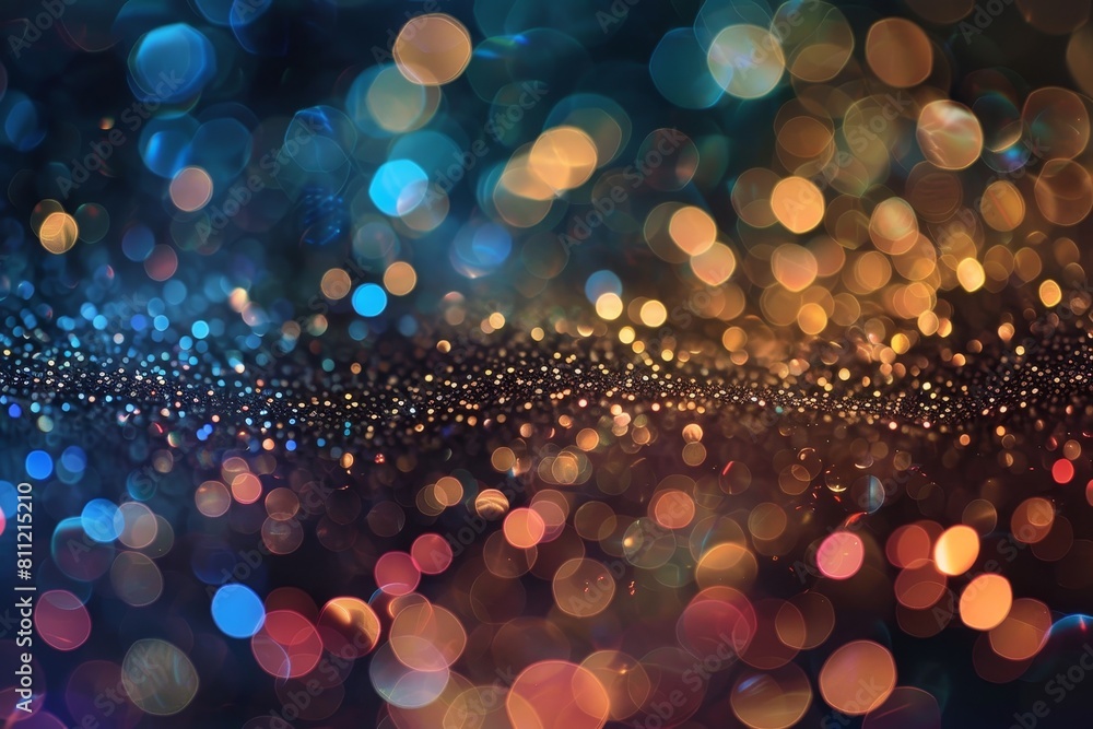Poster blurry, colorful lights create a dazzling display against a dark backdrop, a glamorous and enchantin