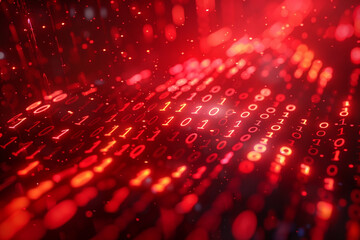 Abstract Red Background with Binary Code Numbers"