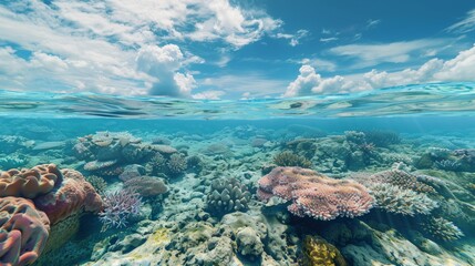 Expansive view of a Caribbean coral reef, AI Generative hyper realistic 