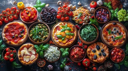 Paint a scene of a group of friends gathering for a DIY pizza night, with a variety of vegetarian toppings